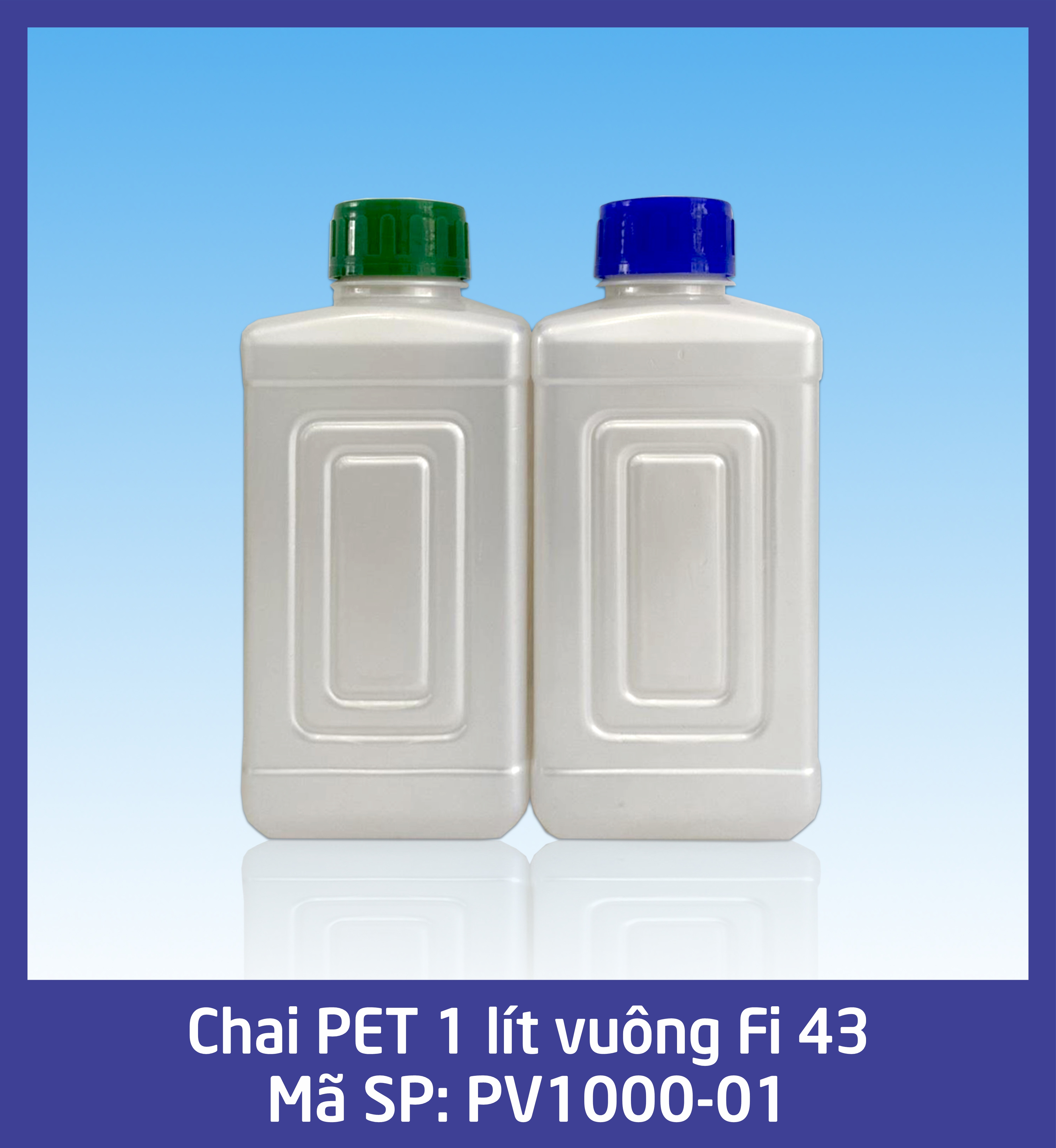 Chai 1lit vuông Fi 43 - mã PV1000-01