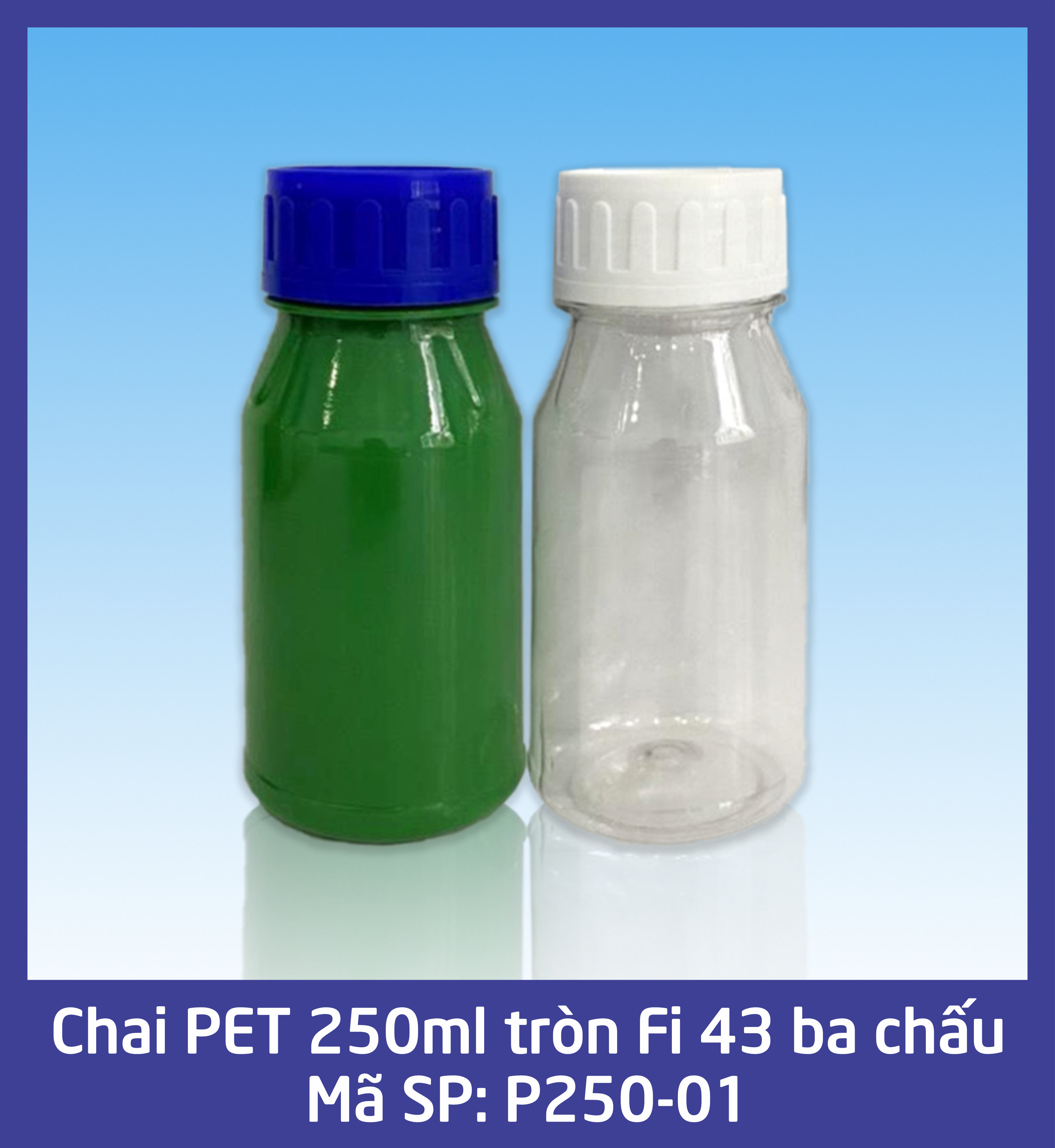 Chai 250ml tròn Fi 43 ba chau - mã P250-01