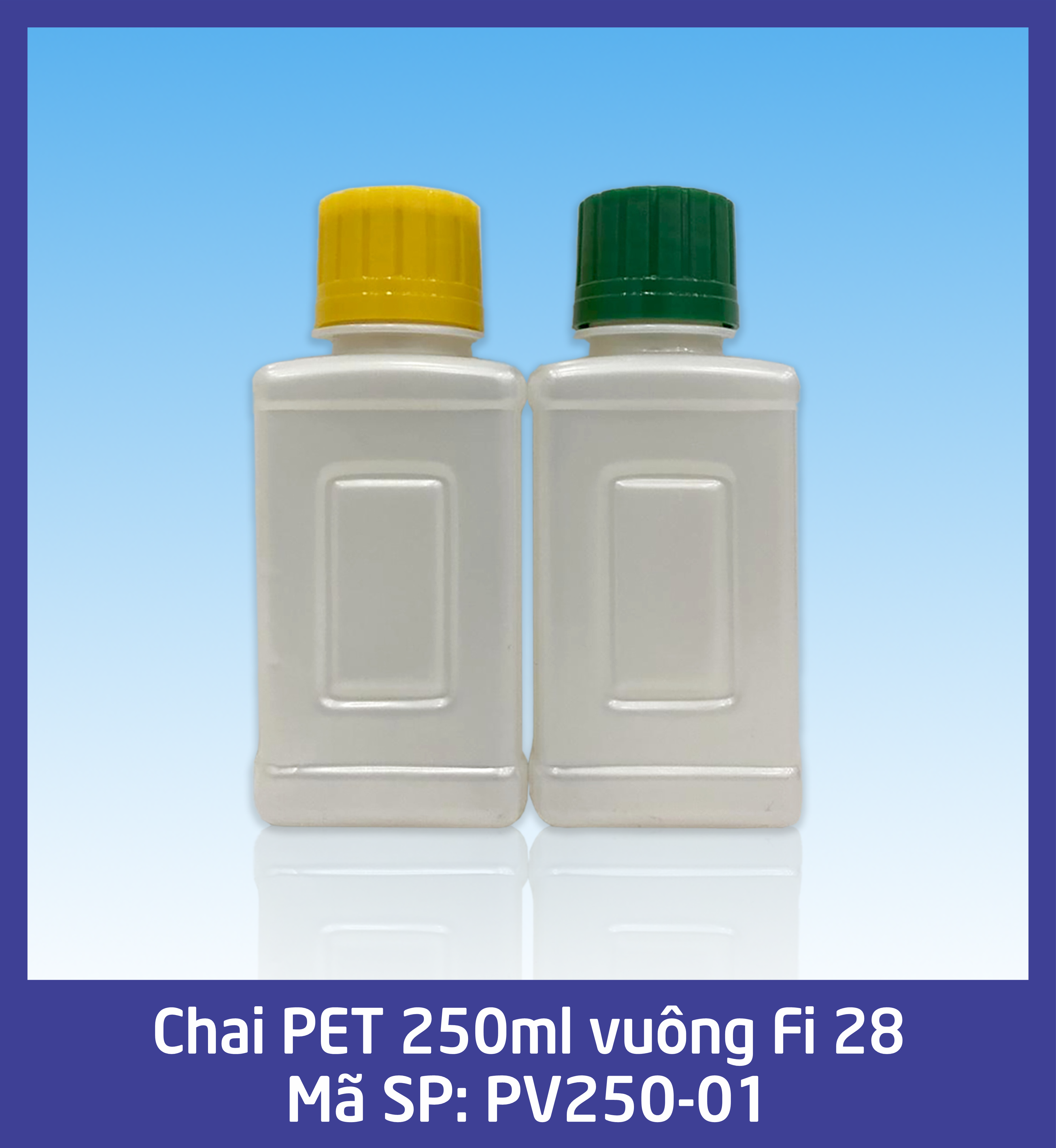 Chai 250ml vuông Fi 28 - mã PV250-1