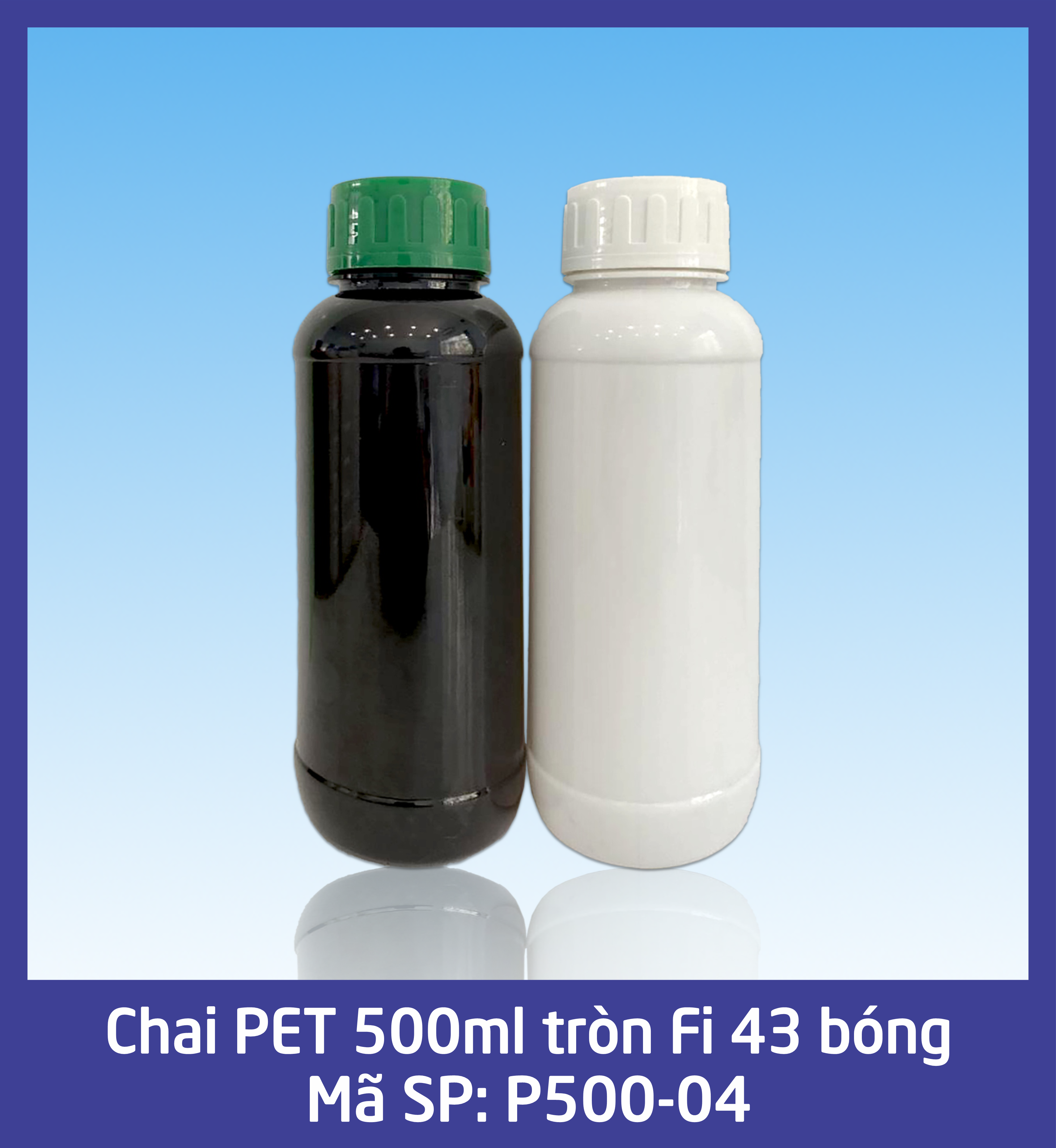 Chai 500ml tròn Fi 43 bóng - mã P500-04